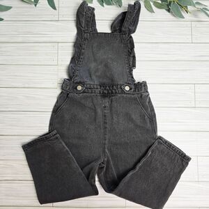 Zara Overalls Girl's 2-3 Years Black Denim Adjustable Straps Front Pockets
